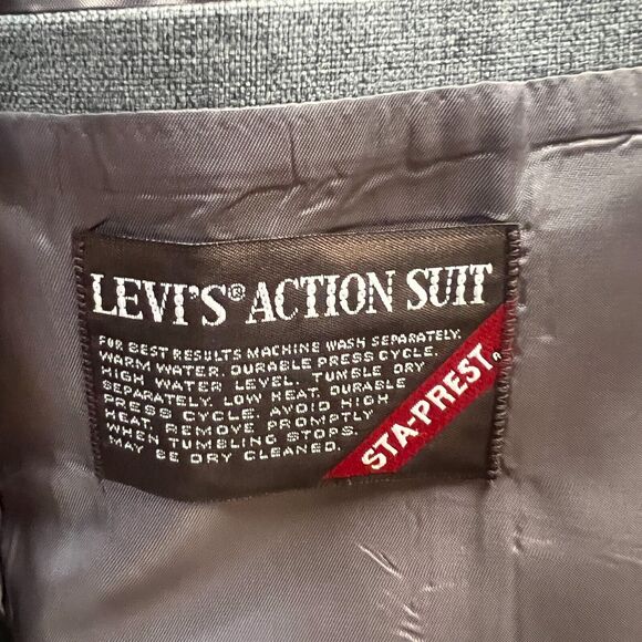 Levi’s VTG 70s Action Suit Blazer Suit Jacket Sta-Prest Heathered Gray Mens 44S - Picture 7 of 8